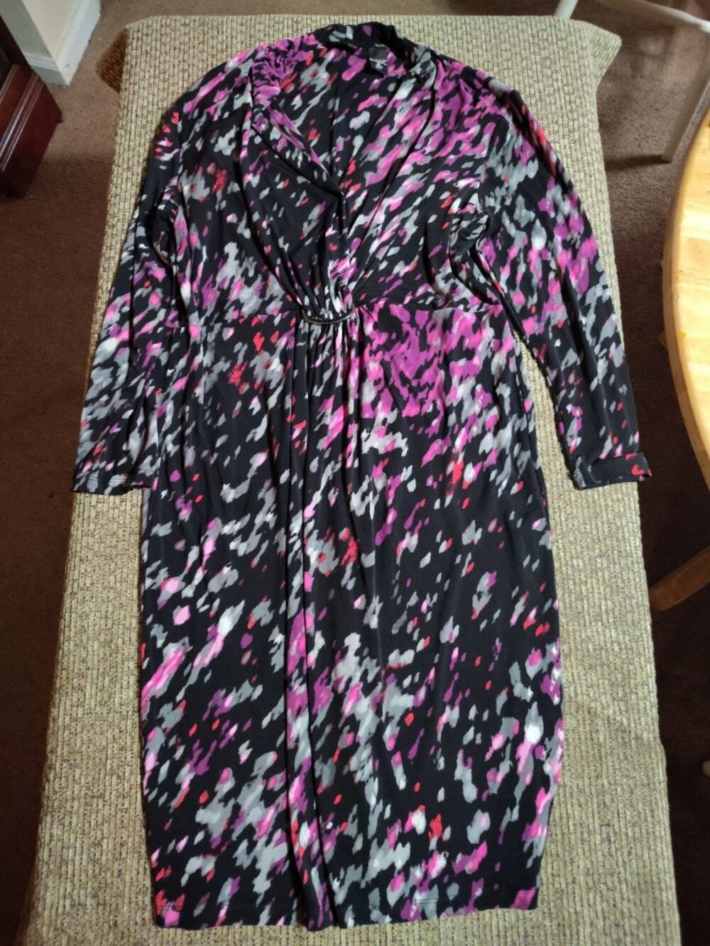 New York Stretch Dress Size XL Black Rouched Front Business Career